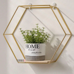 Set of 3 Metal Hexagon Floating Wall Shelves - Decorative Hanging Shelves in 3 Sizes for Living Room, Bedroom, Bathroom, Hallway, and Café