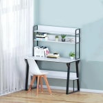 Bibliophile Metal Body Reading and Writing Table with Integrated Bookcase Shelf