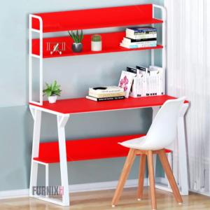 Bibliophile Metal Body Reading and Writing Table with Integrated Bookcase Shelf